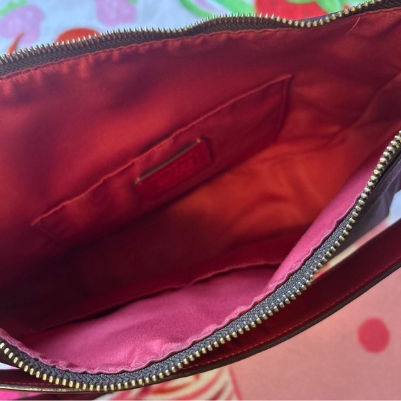 Coach Elle Hobo in Red & Signature Monogram Bag AND Wallet SET — LIKE NEW - Picture 3 of 4